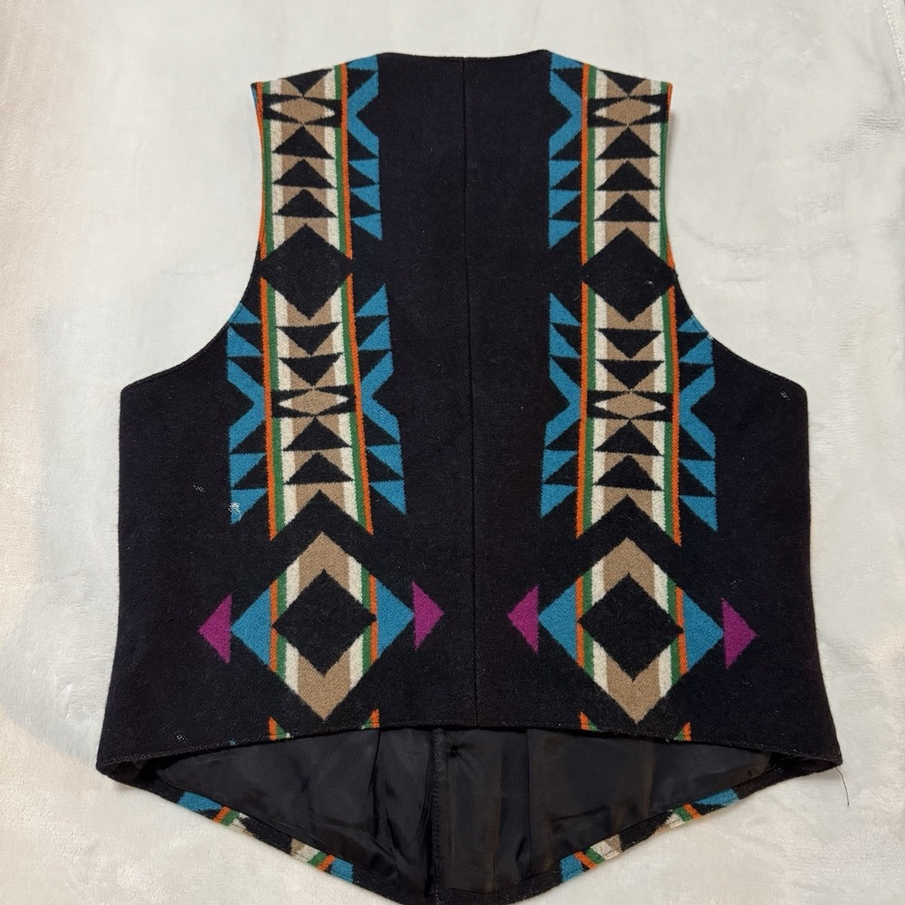 Vintage Pendleton Westernwear Vest Wool Southwest Aztec USA Mens 40 Black - Picture 3 of 5